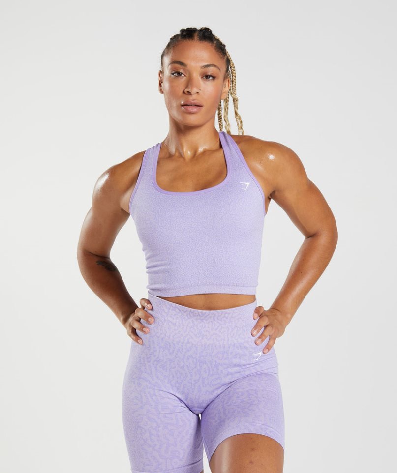 Women\'s Gymshark Adapt Animal Seamless Crop Tanks Purple | CA 7DA613